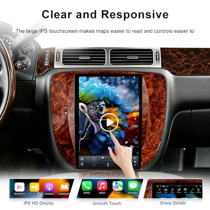 12.1 inch Vertical Screen Car Stereo Radio GPS Navigation for GMC Yukon Sierra Chevrolet Tahoe Suburban Android 4G+64G Car Play Auto (PX6 Hexa core 4G+32G)