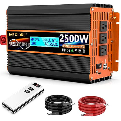 2500 Watt Pure Sine Wave Power Inverter 12V DC to 110V 120V Converter for Family RV Off Grid Solar System Car with Type (12V-2500W)