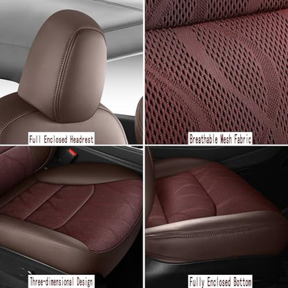 Tesla Model Y Seat Cover Full Set (Brown)