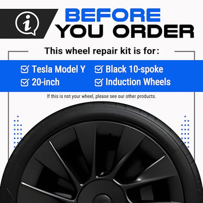 Premium Tesla Wheel Curb Rash Repair Kit for Model Y 20 (Tesla Model Y / 20" Black Induction)