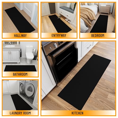 2x6 Runner Rugs for Hallway (Solid Black)