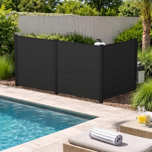 50" W x 48" H Outdoor Privacy Screen with Aluminum Posts (3 Panels/DarkGray)