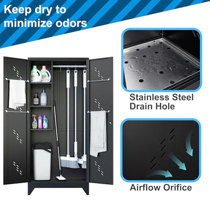 75" Metal Storage Cabinet with Lock (75"h Dark Black)
