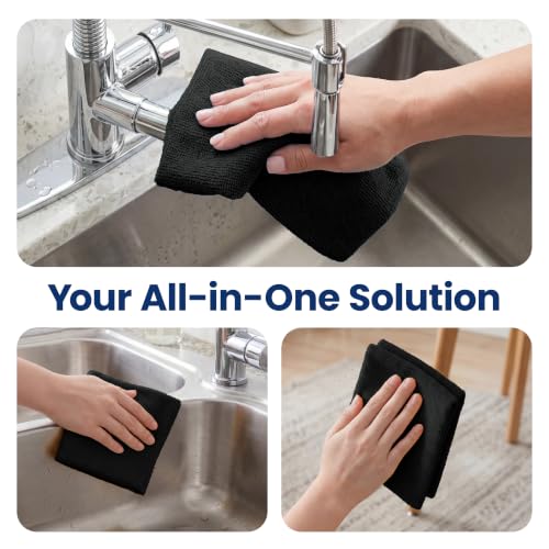 Microfiber Cleaning Cloth Roll (75 Count (Pack of 1) / Black)