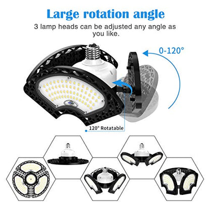LED Garage Light 80W Deformable LED Ceiling Lights 12000 Lumens Led Shop Lights for Garage