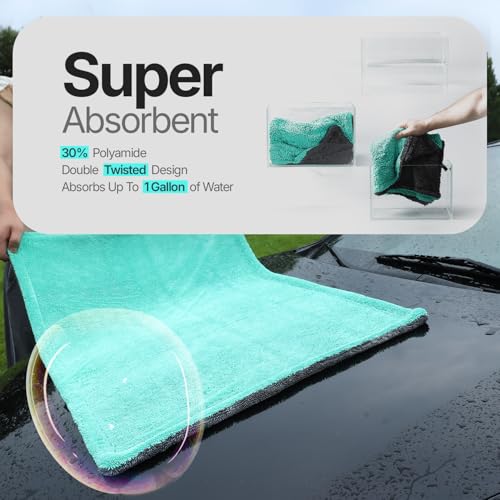 Crystal Clean 1300 GSM Car Drying Towel (Green / Pack of 1)