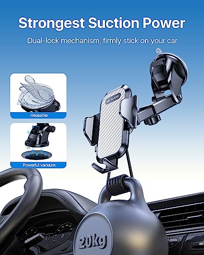 Car Phone Mount [Ultra Stable & Big Phones Friendly] Cell Phone Holders for Your Car Dashboard Windshield Vent Truck