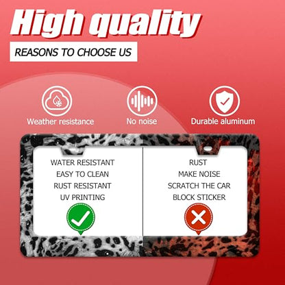 Beautiful Leopard Print License Plate Frame Cheetah Print Texture License Plate Holder for Car Decorative Parts Stainless Stee License Plate Frames for Standard Us Canada Funny 12x6 Inch (Beautiful Leopard Print)