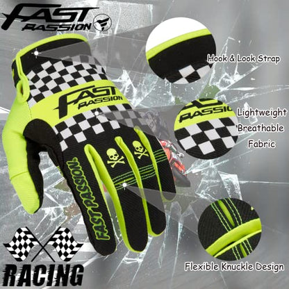 Motorcycle Gloves for Men Women (Medium / Black/Green01)