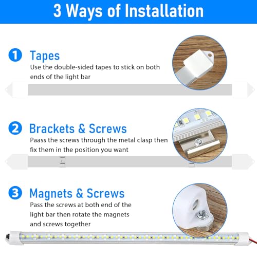 2PC 12V LED Interior Light Bar 6500K 700LM with Switch for RV Van (2PCS DIY Switch)