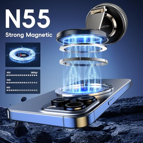Magnetic Phone Holder for Car 2026 Heavy Duty Model 360° Adjustable Vacuum Suction Car Magsafe Phone Mount Cell Phone Holders for Your Car for iPhone 16 Pro Max 15 14 13 12 Plus