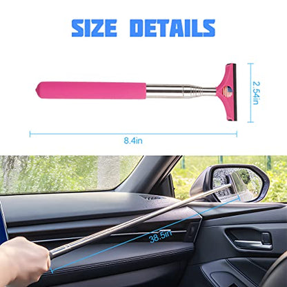 38.6 Inch Telescopic Mirror Squeegee (Pink/Red Flag)