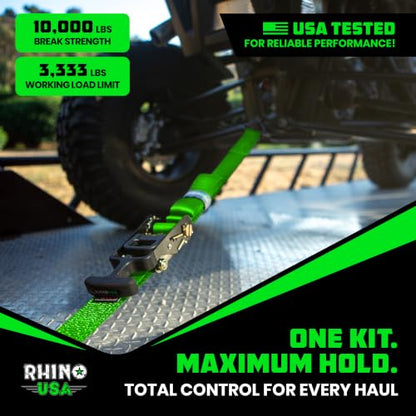 Car Hauler Tie Down Straps (Green / J-Hook)