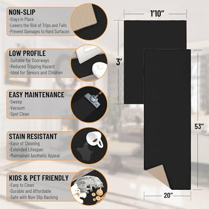 Kitchen Rug Set of 2 (Solid Black)