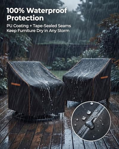 Patio Chair Covers Waterproof (Black / 30W x 34D x 36H)