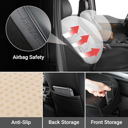 Premium Custom Fit Truck Car Seat Covers Front Seats Waterproof (A22 (See Vehicle Size Chart) / Front - Black)