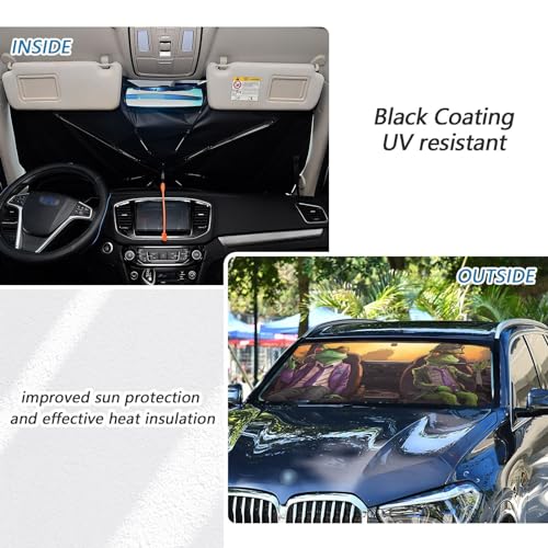 Windshield Sun Shade Umbrella Funny Frogs Driving Foldable Car Front Window Sunshade Blocks UV Rays Heat Keep Vehicle Cool 55"x27.5" (multi 23)