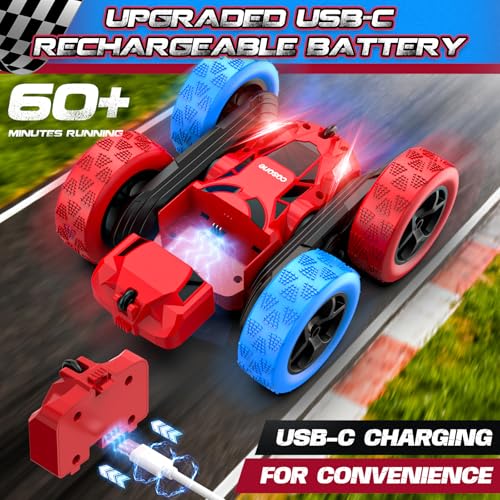 Red Blue RC Stunt Car for Boys Girls (Red&blue Pro)