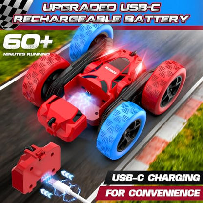 Red Blue RC Stunt Car for Boys Girls (Red&blue Pro)