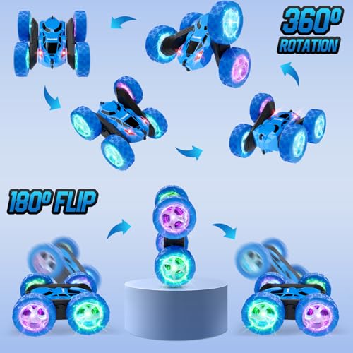 STEM Remote Control Car for Kids Ages 6 (Blue / Glow (Headlights & Wheel Lights))
