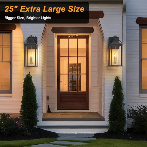 25IN Dusk to Dawn Outdoor Light (Black(with Gold Base) / 25-inch 3-e12 Base)