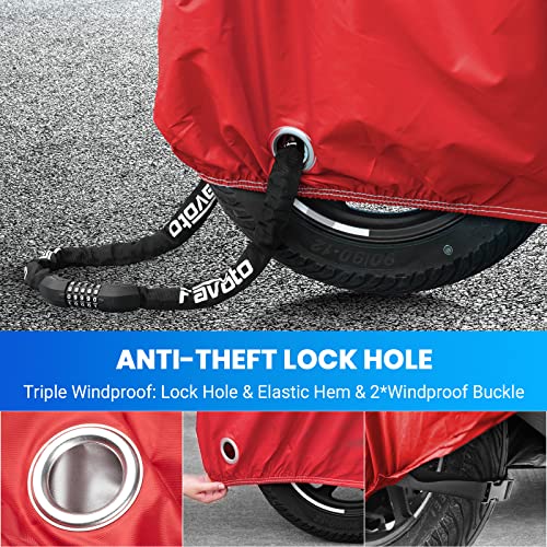 Motorcycle Cover Waterproof Outdoor Motorcycle Cover Heavy Duty (Red / 96.5")