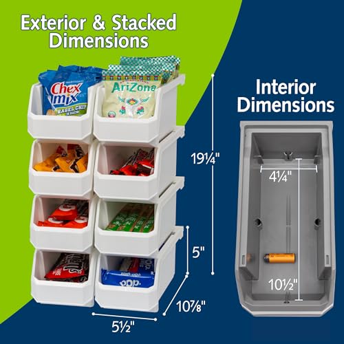 Medium Stackable Plastic Storage Bins (White / Medium, 8-Pack)