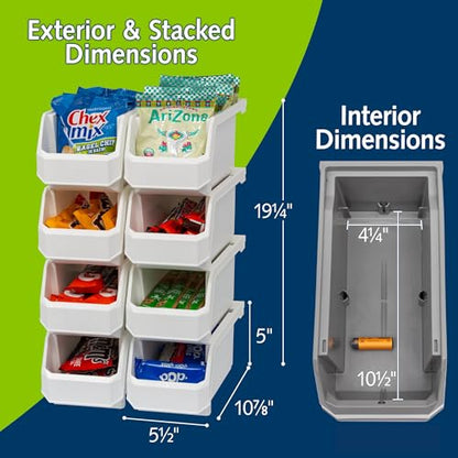Medium Stackable Plastic Storage Bins (White / Medium, 8-Pack)