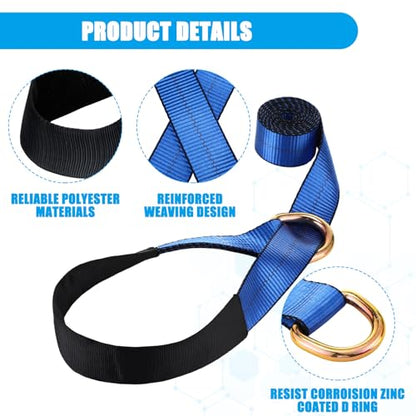 8 Pack Lasso Tow Truck Straps with D Ring 11 (2" X 8 ft / Blue)