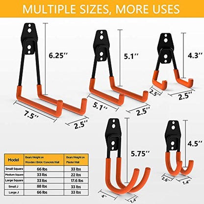 12pack Steel Garage Storage Utility Double Hooks Organizer Heavy Duty Wall Mount Tool Holder for Organizing Power Tools Ladders Bulk Items (Utility Hooks 12pack)