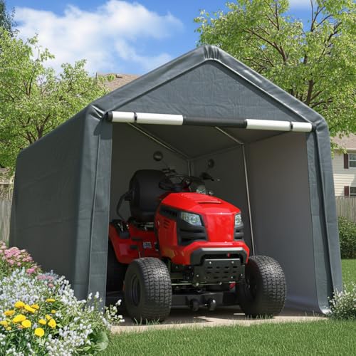 8x10FT Carport Shelter Storage Shed with Roll (8'X10' / Dark Gray)