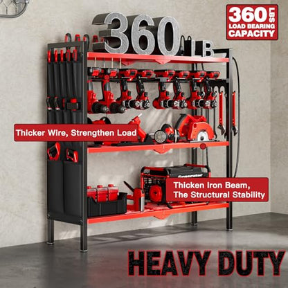 Power Tool Organizer Cart with Charging Station (Red)