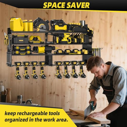 Power Tool Organizer Wall Mount with 8 (Black / 8-Drills Holders)