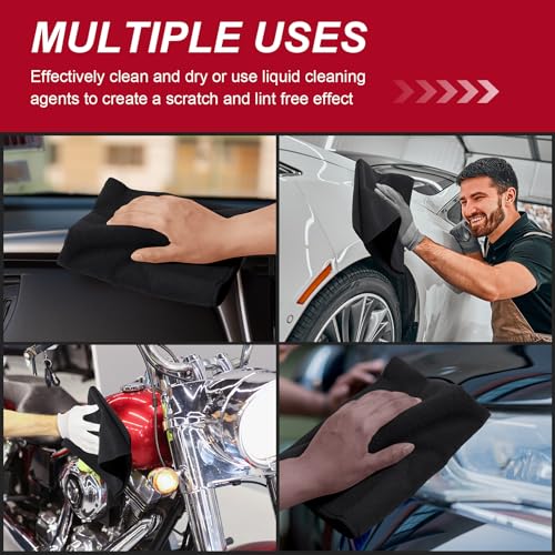 200 Pcs Microfiber Cleaning Cloth 16x16 Inch Microfiber Towels for Car Ultra Absorbent Cleaning Rags Reusable Lint Free Streak Free Detailing Towel for Car Washing Drying Dusting (Black)