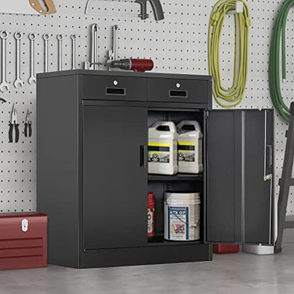 Metal Storage Cabinet (Black / 36" H x 32" W x 16" D)