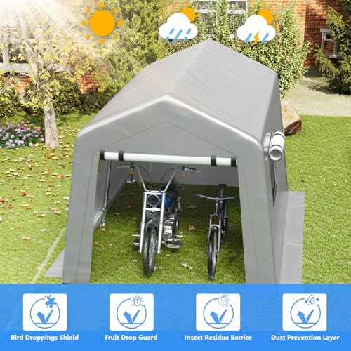 8x10 ft Carport Heavy Duty Tent with Roll (Gray / 8x10ft)