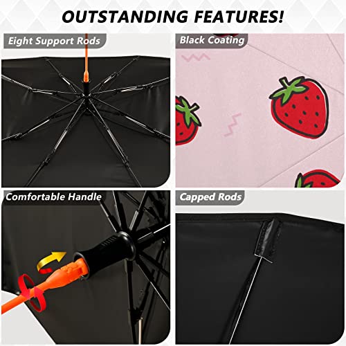 Cute Strawberry Pink Windshield Sun Shade Umbrella Foldable Car Front Window Sunshade Blocks UV Rays Heat Keep Vehicle Cool (multi 3)