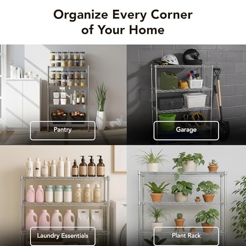 Heavy Duty 4 Tier Wire Shelving Unit Storage Rack (4 Tier - 14"W x 30"L / Chrome)