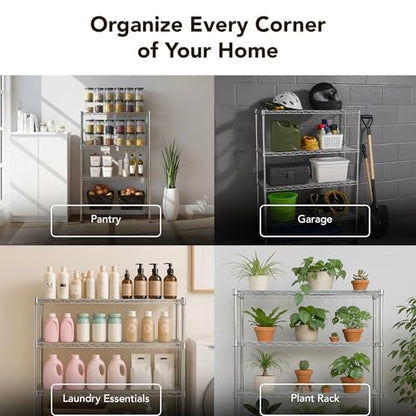 4 Tier Wire Shelving Unit Storage Rack (4 Tier - 14"W x 30"L / Black)