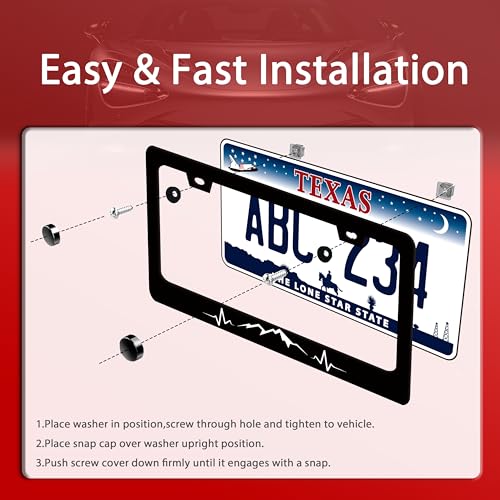 Mountains License Plate Frame Funny Mountain License Plate Holder Stainless Steel Accessories Cars Decor with 2 Holes and Screws Fits Standard Us Ca Vehicles License Plate Frames 12.2 X 6 Inch (Mountains)