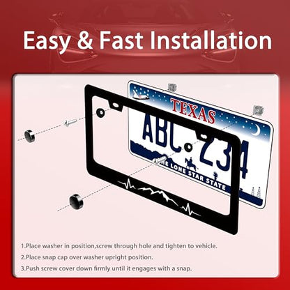Mountains License Plate Frame Funny Mountain License Plate Holder Stainless Steel Accessories Cars Decor with 2 Holes and Screws Fits Standard Us Ca Vehicles License Plate Frames 12.2 X 6 Inch (Mountains)