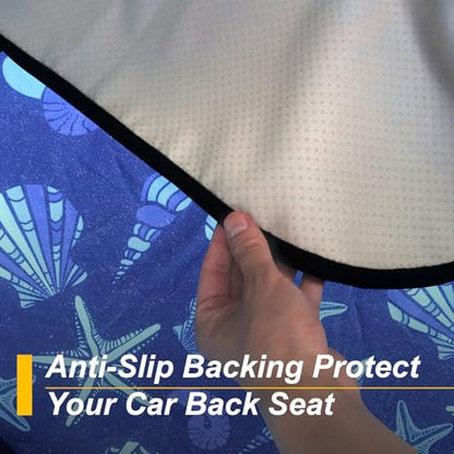 Back Seat Cover for Car Trucks Van SUV Jeep (Rear Bench Seat Towel / Conch Shells Starfish)