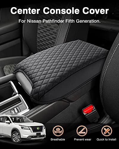 Custom Fit for Center Console Cover Nissan Pathfinder 2025 2024 2023 2022 2026 Armrest Cushion Pad Cover PU Leather Pathfinder Accessories Anti (Size for Nissan Pathfinder 2022-2026)