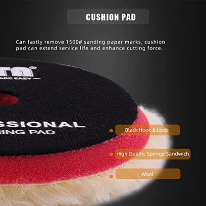 Wool Polishing Pads (2Pcs 6Inch Yellow Coarse Wool / 6 Inch (150mm))
