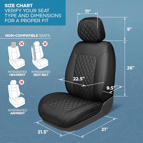 Curated Onyx Napa Leather Seat Covers for Cars & SUVs (Black (Onyx) – Set / Full Set)