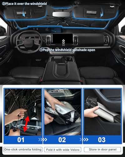 for 2026 2027 Ford Expedition Car Windshield Sun Shade Umbrella for 2025 2026 2027 Ford Expedition Accessories Car Window Sunshade Easy to Fold Reflective Heat&UV Protection Sun Visor Blocker (2025-2027 Expedition)