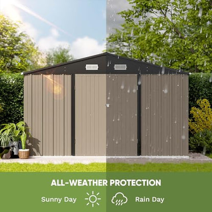 10 x 8 FT Outdoor Storage Shed (Brown / 10x8 FT)