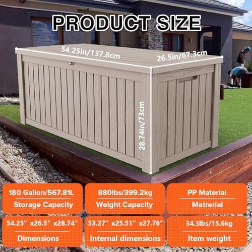 180 Gallon Resin Deck Box (180 gallon / Grey)