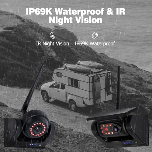 1080P 7" Magnetic Wireless RV Backup Camera System (7" 4-Cam)