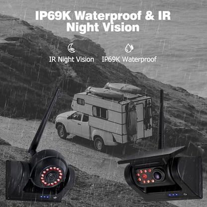 1080P 7" Magnetic Wireless RV Backup Camera System (7" 4-Cam)
